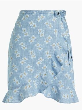 Light Blue Floral Wrap Skirt